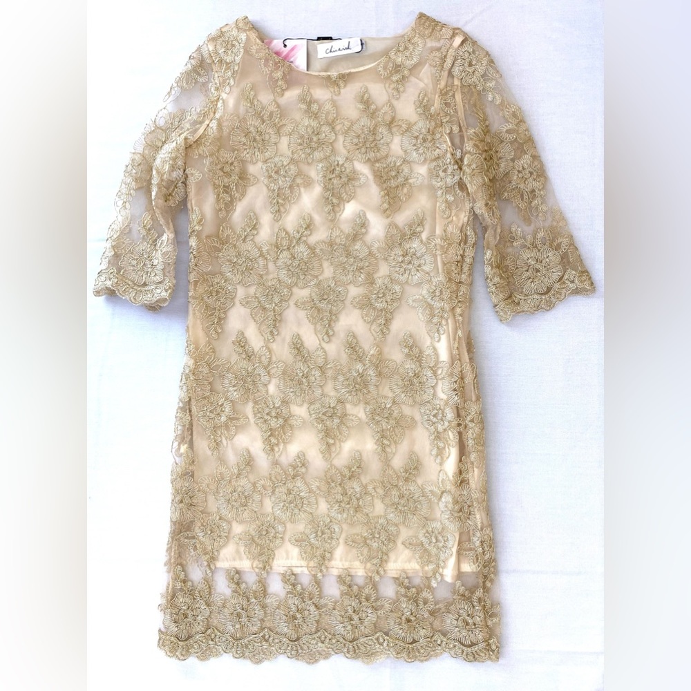 ChicWish gold embroidery party dress Originally $59 size S